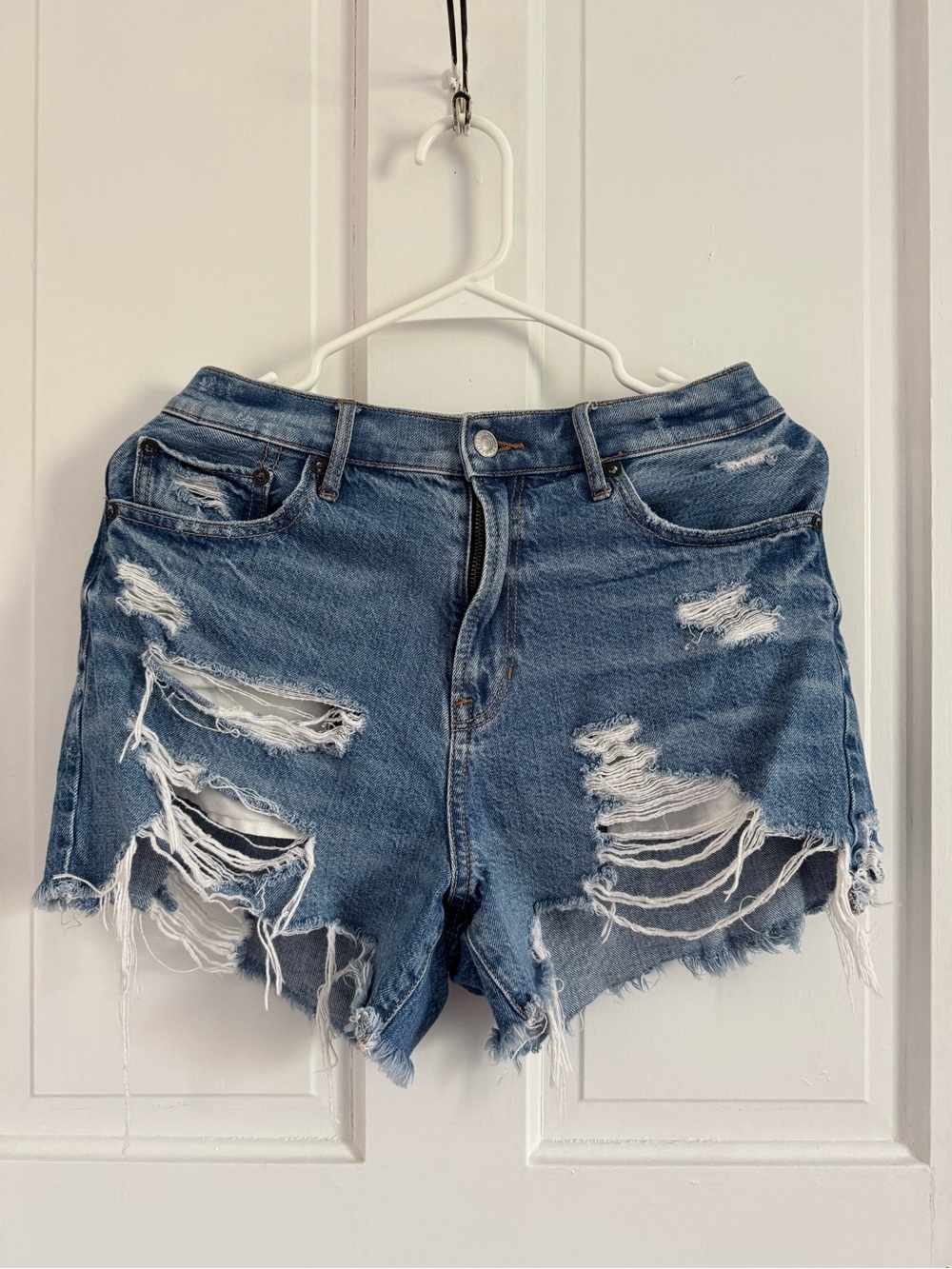 American Eagle Outfitters Light Blue Distressed Denim Shorts